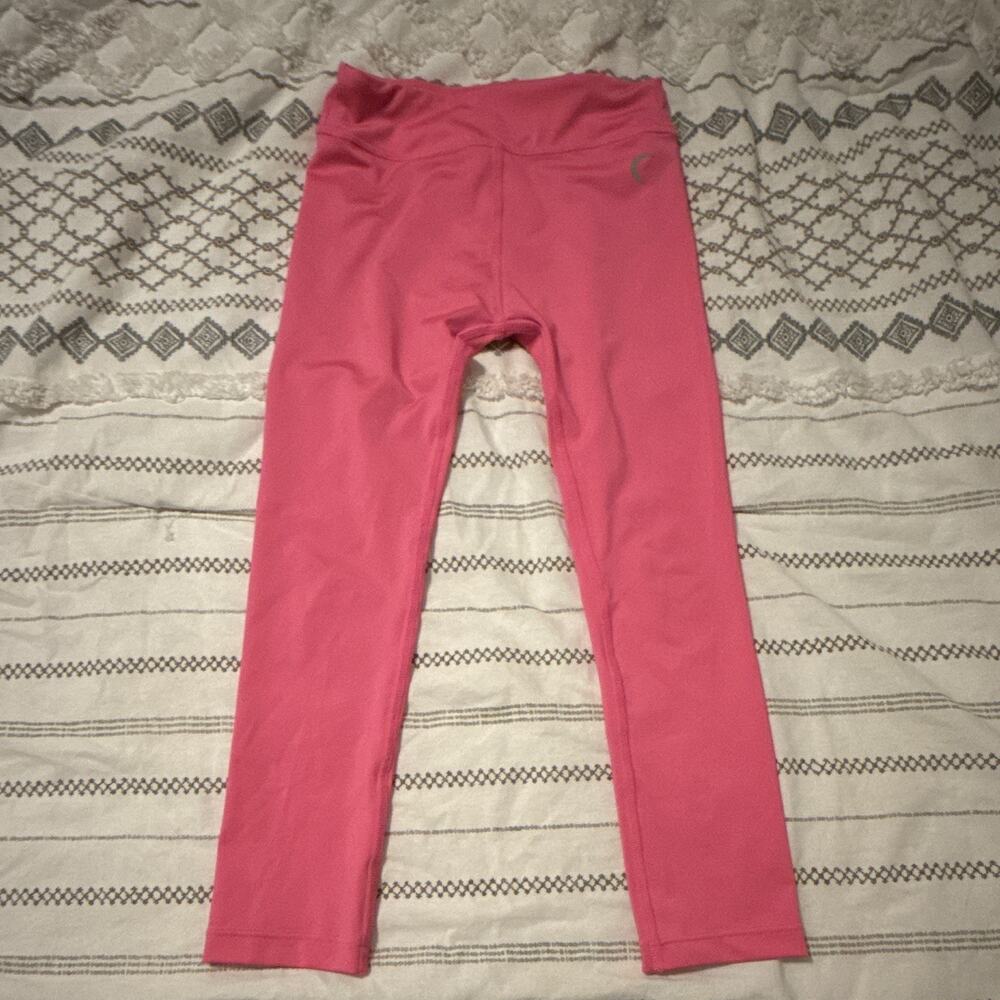 Zyia Active Girl’s Pink Solid Ankle Leggings High Rise Stretch Knit